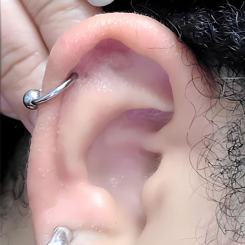 NewkeepsR 2 Pairs-16G(1.2mm) Implant Grade Steel Hinged Clicker Captive Bead Segment Rings,Setpum Tragus Helix Hoop Earrings Piercing Jewelry-Diameter(6mm/8mm) - Image 5