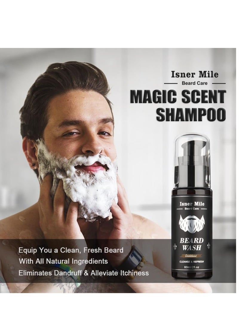 isner mile - Isner Mile Beard Kit for Men, Grooming & Trimming Tool Complete Set with Shampoo Wash, Beard Care Oil, Balm, Brush, Comb, Scissors & Storage Bag, Birthday Gifts for Him Men Dad Father Boyfriend - Image 1