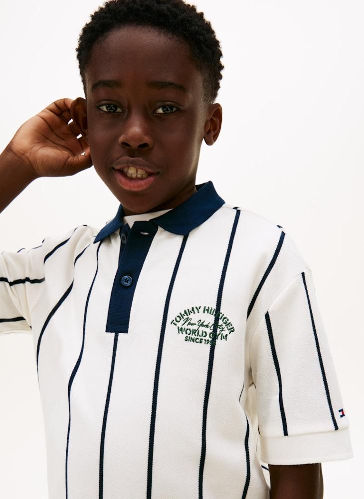 TOMMY HILFIGER Contrast Collar Embroidery Pique Polo Shirt - Image 3