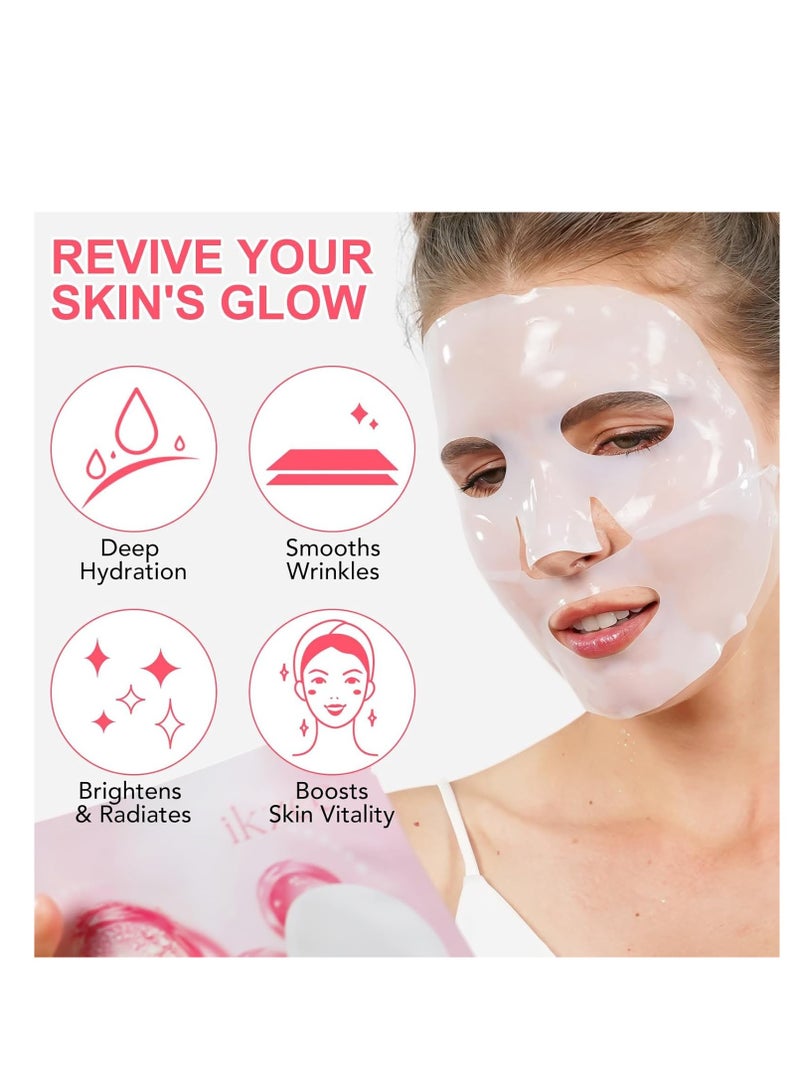 IKZEE Hydrating Collagen Face Masks, Bio-Collagen Real Deep Collagen Overnight Mask with Low Molecular Weight Collagen for Lifting, Firming, Moisturizing, Elasticity Improvement (4 Sheets Per Box) - Image 2