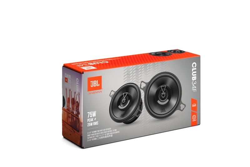 JBL Club 34F - 3-1/2" (87mm) Two-Way Car Speaker, 75 Watts Peak, 25 Watts RMS, Sensitivity (@ 2.83V): 89dB, Frequency Response: 90Hz â€“ 20kHz, Nominal Impedance: 3.0 ohms - Image 5