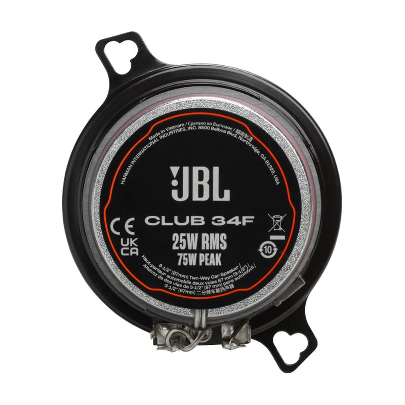 JBL Club 34F - 3-1/2" (87mm) Two-Way Car Speaker, 75 Watts Peak, 25 Watts RMS, Sensitivity (@ 2.83V): 89dB, Frequency Response: 90Hz â€“ 20kHz, Nominal Impedance: 3.0 ohms - Image 3