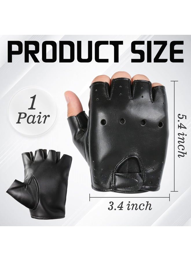Ayzylpth Classic Black Fingerless Motorcycle Gloves - PU Leather Minimalist Biker Gloves for Men & Women, Non-Slip Palm, Comfort Fit for City Commute & Daily Riding (Fits Palm Width Up to 3.2”) - Image 2