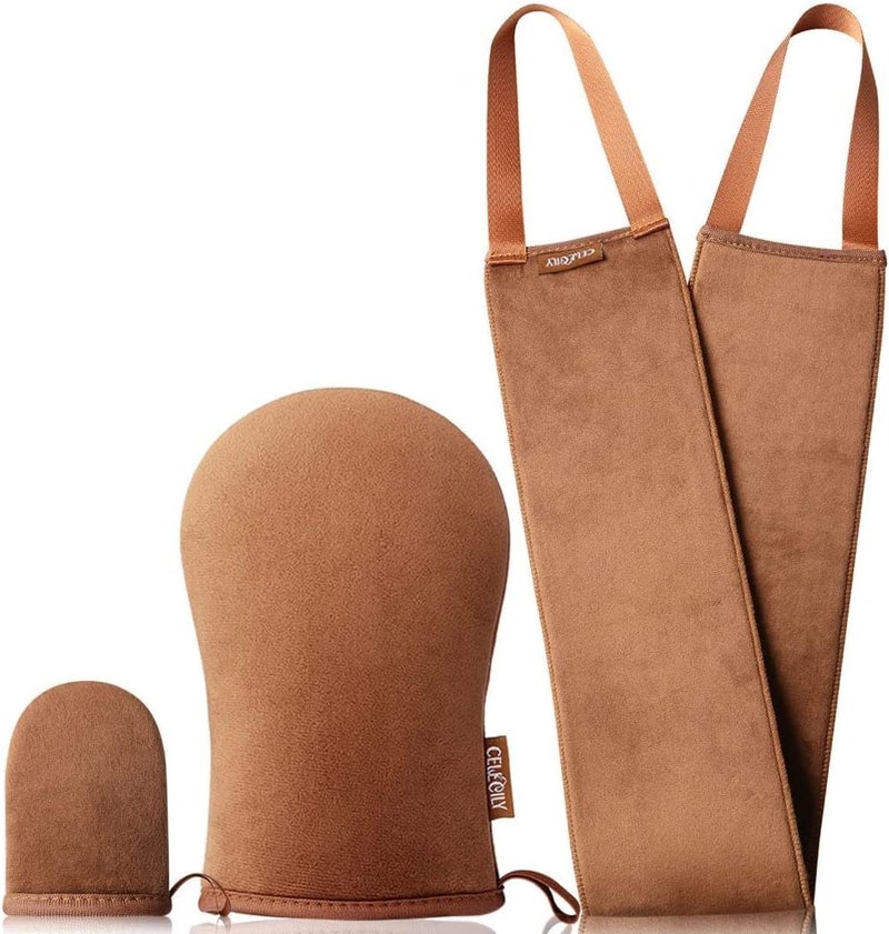 Tanning Mitt Applicator Fake Tan Mitt Set with velvet Tanning Mit for Self Tan Mitt glove Back Tanner Applicator Reusable Lotion Applicator for Back