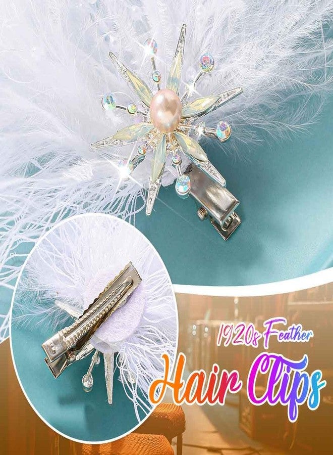 Latious White Feather Hair Clip 1920s Hair Accessories for Women (White) - Image 4