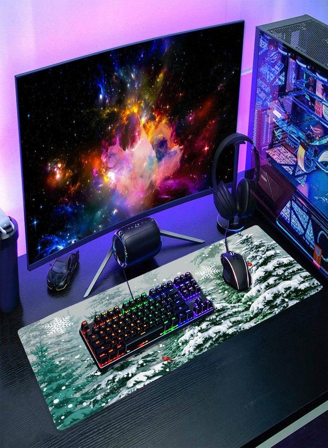 aportt Christmas Mouse Pad Green Christmas Tree Xmas Holiday Winter Extended Mousepad - Image 2