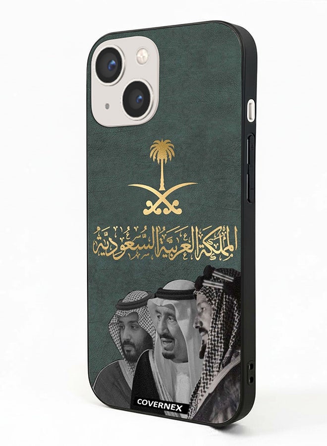 Covernex غطاء حماية لهاتف آبل آيفون 13 ميني مطبوع يتميز بالمؤسسين والقادة مع الشعار السعودي - Image 1