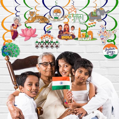 Festiko® 24 Pcs Happy Republic Day Swirls With Cutouts, Hanging Decoration Supplies, Republic Day Celebration Decoration Supplies, Republic Day Items - Image 4