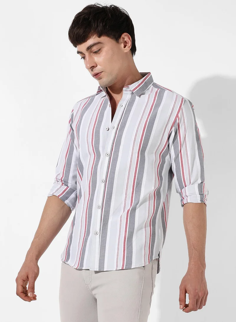 كامبوس سوترا قميص رجالي مخطط متعدد المسارات بأزرار