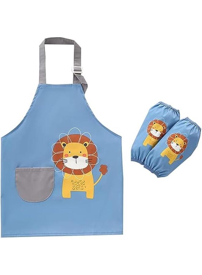 HOOKOR Kids Toddler Painting Apron Set with Pocket and 2 Sleeves, Adjustable Waterproof Children Artist Apron, Craft, Water Play, Eating, Cooking, Drawing for Age 3-6 Years Boy and Girl - Image 1