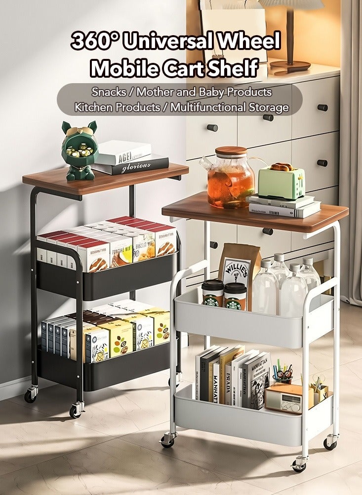 3Tier Kitchen Trolley Rack With Wheel Kitchen Storage Rack Side Table Table Top Design Storage Shelf  - Image 1