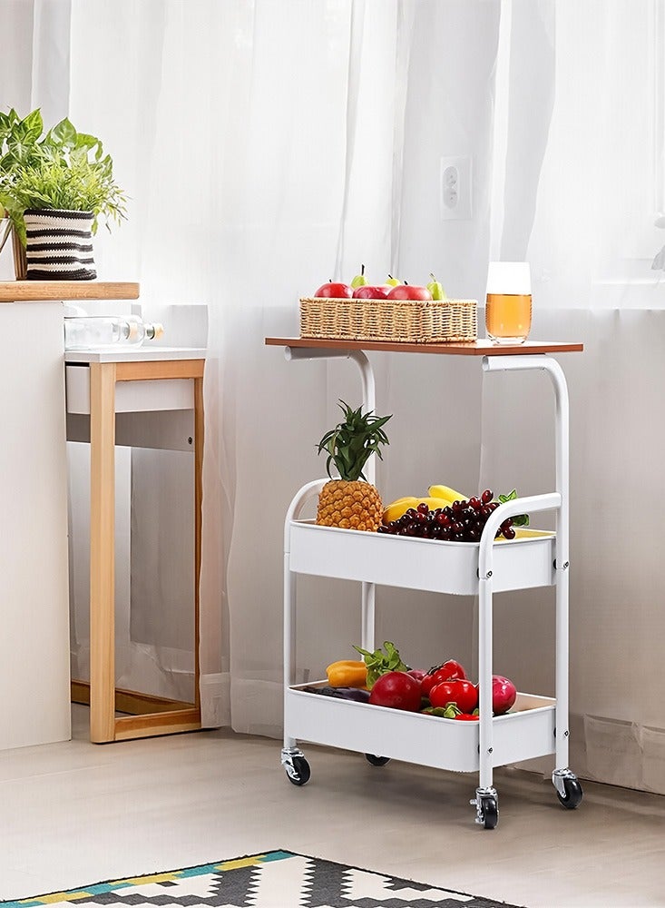 3Tier Kitchen Trolley Rack With Wheel Kitchen Storage Rack Side Table Table Top Design Storage Shelf  - Image 3