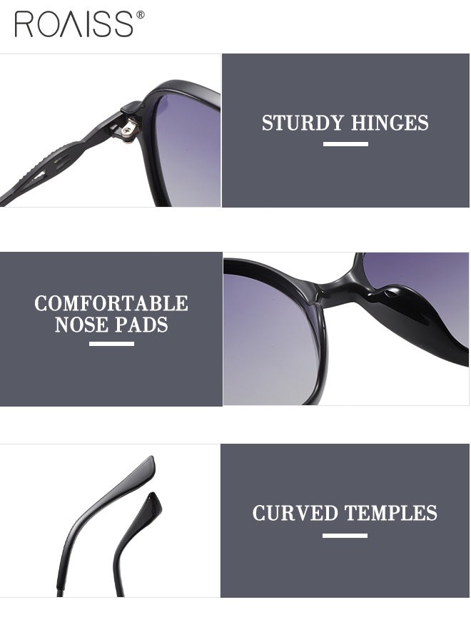 رويس نظارات شمسية نسائية دائرية مستقطبة، نظارات شمسية للحماية من الأشعة فوق البنفسجية 400 بإطار TR، نظارات شمسية أنيقة مضادة للتوهج لقضاء عطلة على الشاطئ في الهواء الطلق مع حافظة 57 مم - Image 4