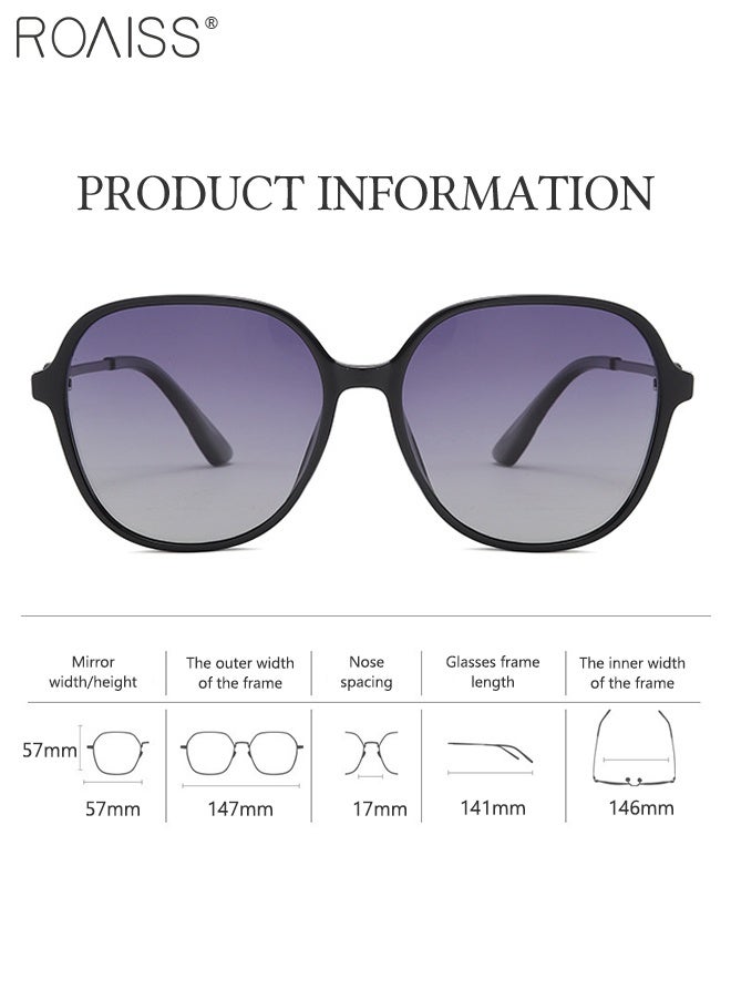 رويس نظارات شمسية نسائية دائرية مستقطبة، نظارات شمسية للحماية من الأشعة فوق البنفسجية 400 بإطار TR، نظارات شمسية أنيقة مضادة للتوهج لقضاء عطلة على الشاطئ في الهواء الطلق مع حافظة 57 مم - Image 3