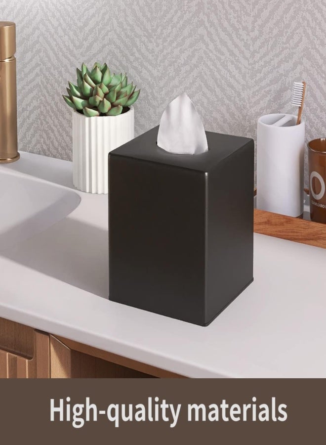 Black square desktop tissue holder (suitable for bathroom, countertop, dressing table, bedside table, living room and office) - Image 3