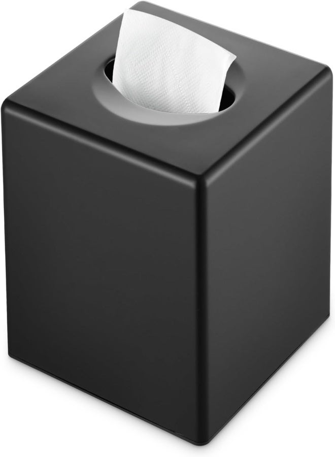 Black square desktop tissue holder (suitable for bathroom, countertop, dressing table, bedside table, living room and office) - Image 1
