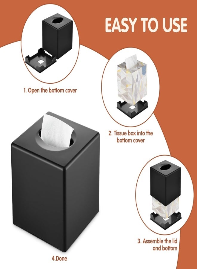 Black square desktop tissue holder (suitable for bathroom, countertop, dressing table, bedside table, living room and office) - Image 4