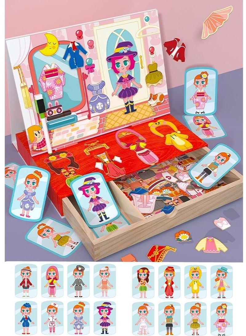 Soofam Wooden Magnetic Dress Up Box with Dress Accessories Travel Toys for Kids Everyday Play and Gift - Image 4