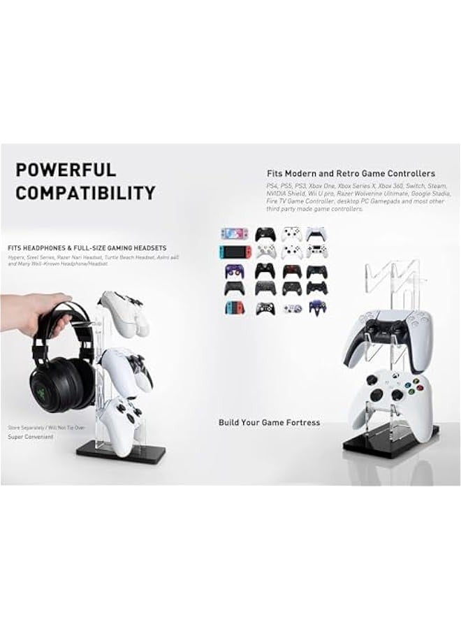 TRASSLE Universal 3 Tier Controller Holder and Headset Stand for PS4 PS5 Xbox ONE Switch, Controller Stand Gaming Accessories, Build Your Game Fortresses  - Image 4