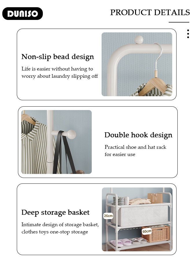 DUNISO Clothes Rack, Clothing Garment Rack Metal Hanging Clothes 2-Tier Storage Shelf for Boxes Shoes Boots Commercial Grade Multi-Purpose Entryway Shelving Unit for Home Office Bedroom  - Image 3