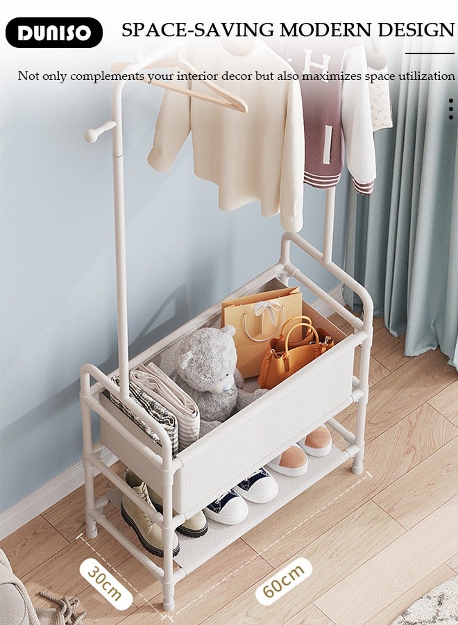 DUNISO Clothes Rack, Clothing Garment Rack Metal Hanging Clothes 2-Tier Storage Shelf for Boxes Shoes Boots Commercial Grade Multi-Purpose Entryway Shelving Unit for Home Office Bedroom  - Image 4