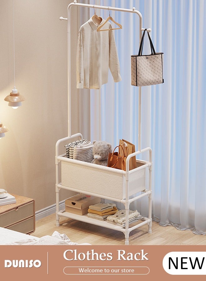 DUNISO Clothes Rack, Clothing Garment Rack Metal Hanging Clothes 2-Tier Storage Shelf for Boxes Shoes Boots Commercial Grade Multi-Purpose Entryway Shelving Unit for Home Office Bedroom  - Image 1
