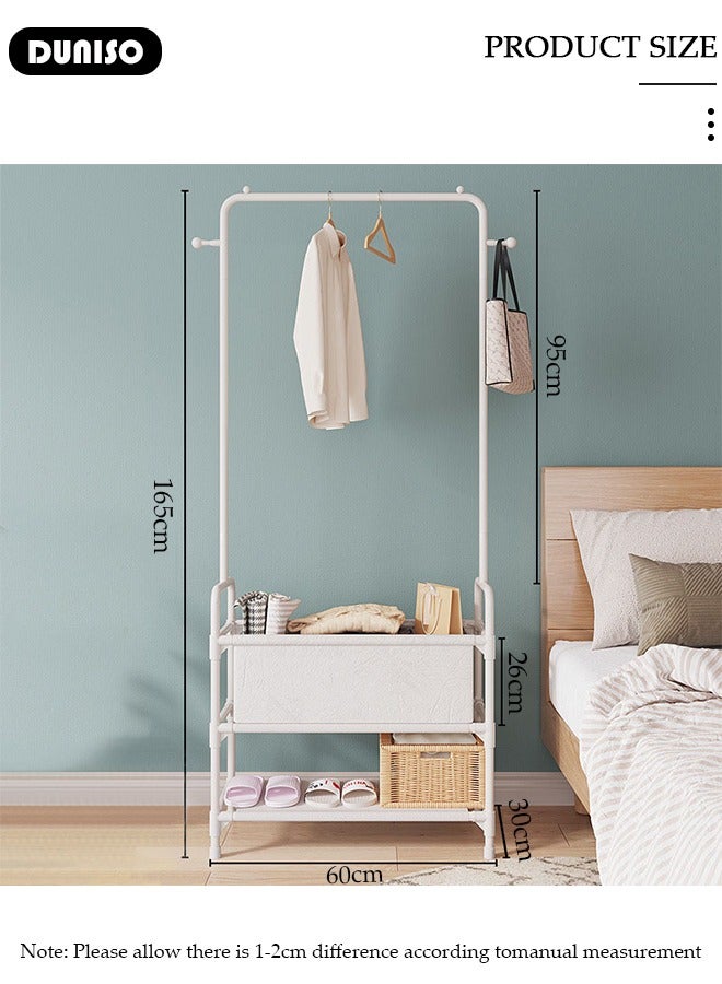DUNISO Clothes Rack, Clothing Garment Rack Metal Hanging Clothes 2-Tier Storage Shelf for Boxes Shoes Boots Commercial Grade Multi-Purpose Entryway Shelving Unit for Home Office Bedroom  - Image 2