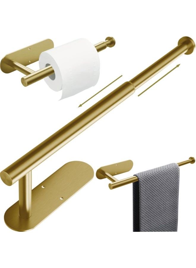 General Gold self-adhesive toilet paper holder for wall mounting, 1 SUS304 stainless steel toilet paper roll holder adjustable from 9 to 15 inches, towel holder  - Image 1