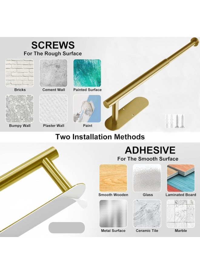 General Gold self-adhesive toilet paper holder for wall mounting, 1 SUS304 stainless steel toilet paper roll holder adjustable from 9 to 15 inches, towel holder  - Image 5