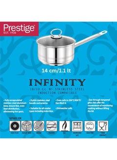 Prestige Prestige Stainless Steel Sauce Pan 14cm With Glass Lid  - Image 3