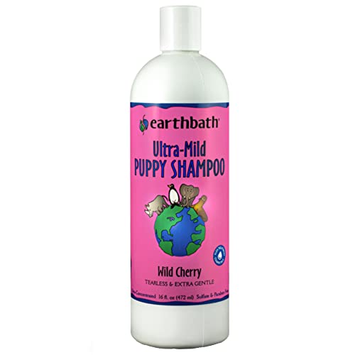 earthbath, Ultra-Mild Wild Cherry Puppy Shampoo - Extra Gentle & Tearless Dog Shampoo, Made in USA, Deodorizing Dog Wash, Cruelty Free Puppy Supplies, Shampoo for Smelly Dogs - 16 Oz (1 Pack) - Image 1