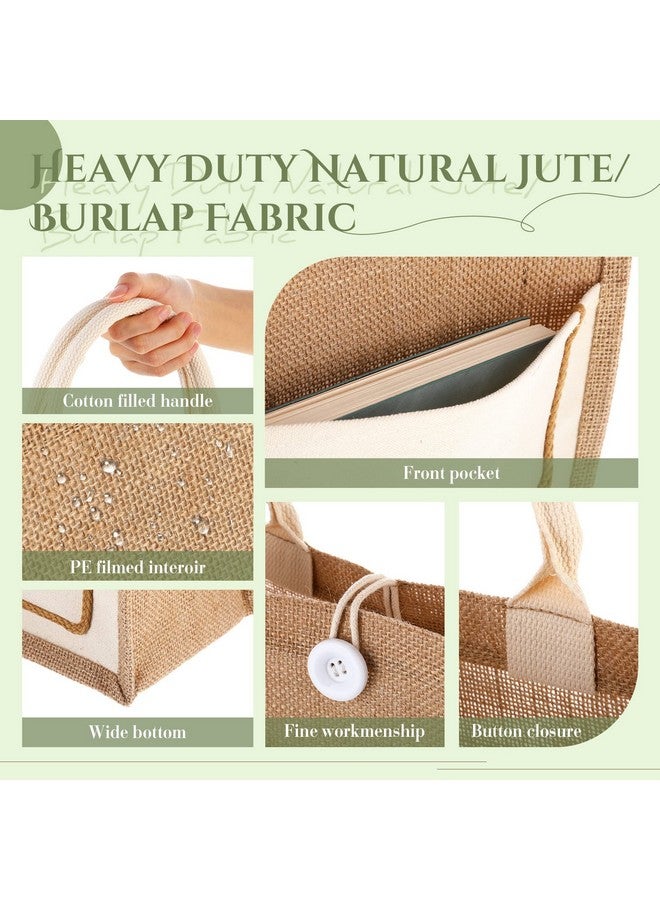 Reginary 16 Pieces Jute Burlap Totes Jute Tote Bags Reusable Burlap Bags with Handles for Wedding Shopping, 11.8 x 7.87 x 5.5 Inches (Beige) - Image 3