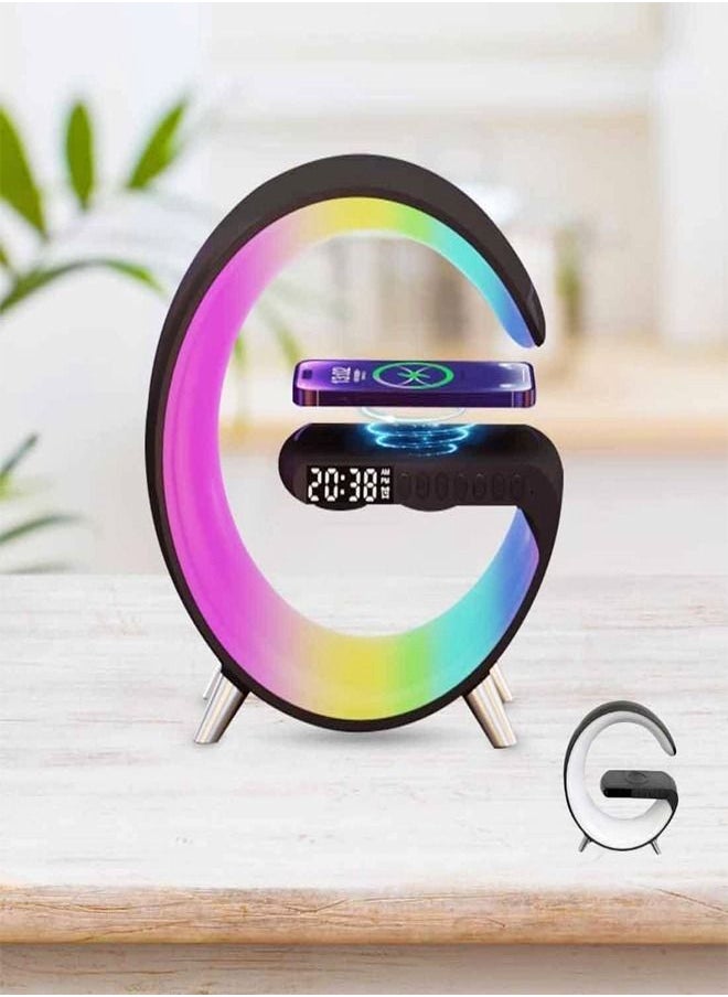fashionhome - Multifunction Wireless Charger Portable Bluetooth Speaker Alarm Clock Intelligent LED with Music Syncing App Control Atmosphere Nightstand Table Lamp - Image 1