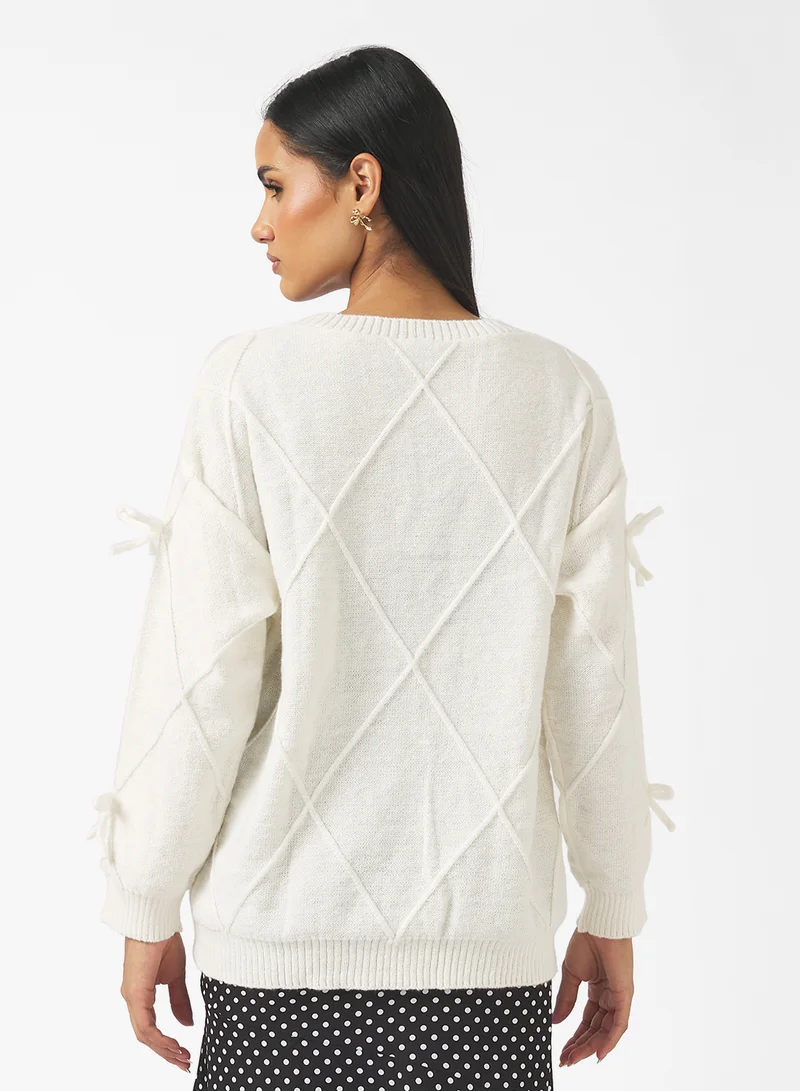 جينجر Bow Detail Knitted Sweater