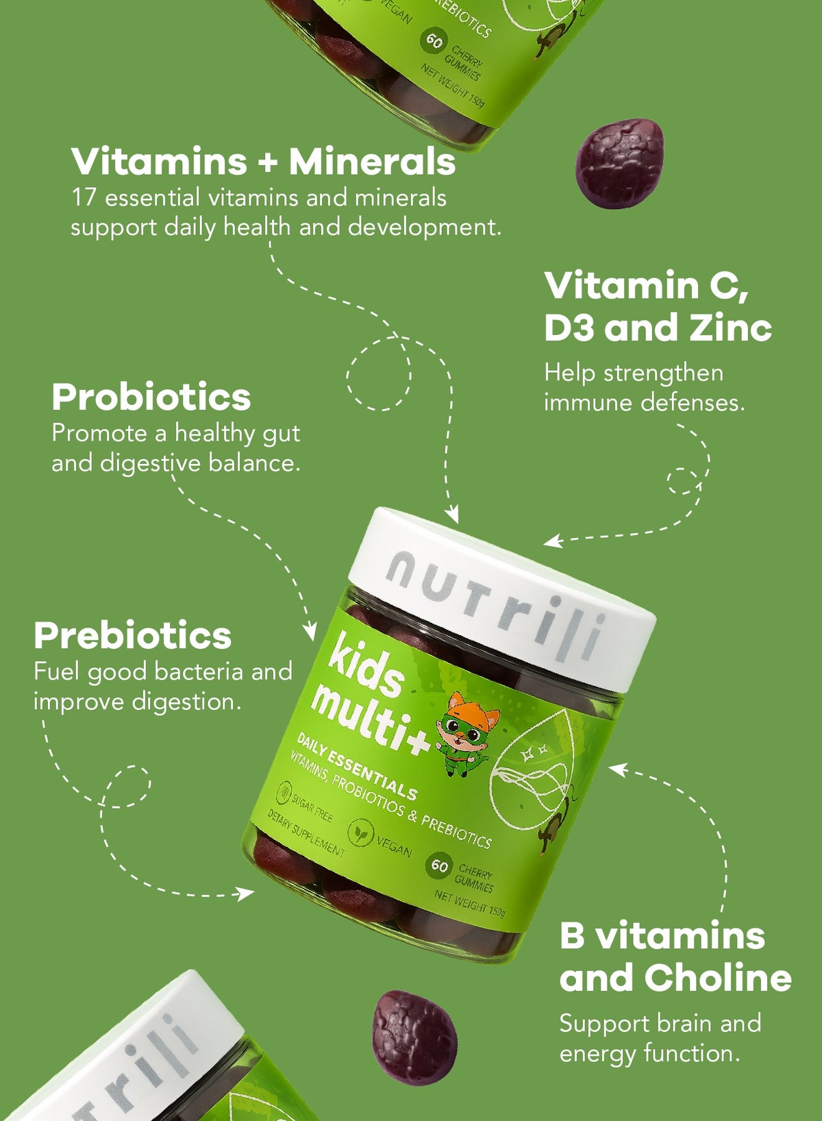 Nutrili Kids Multi+ Probiotics Sugar Free Gummies 1 Month
