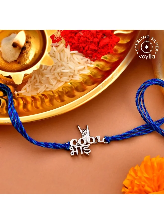 VOYLLA 925 Sterling Silver Precious Cool Bhai Thread Rakhi