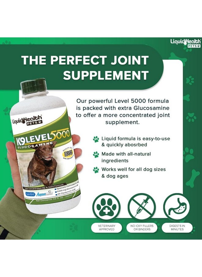LIQUIDHEALTH 32 Oz K9 Liquid Glucosamine For Dogs Level 5000 With Glucosamine Chondroitin, Dogs Msm, Boswellia Serrata - Dog Hip And Joint Health, Dog Vitamins For Dog Joint Pain, Dog Joint Oil  - Image 3