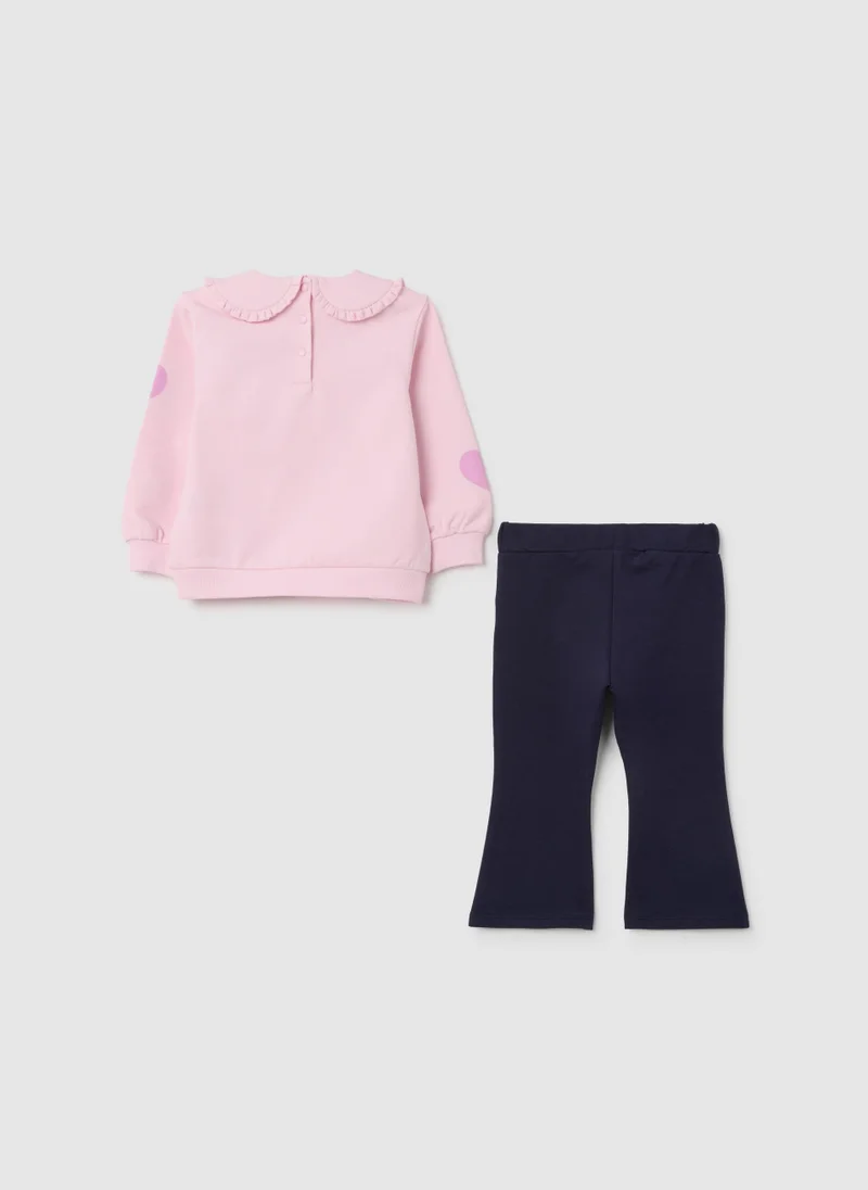 Ovs GIRLS' MULTICOLOURED COTTON SWEATSHIRT AND TROUSERS SET, REGULAR FIT