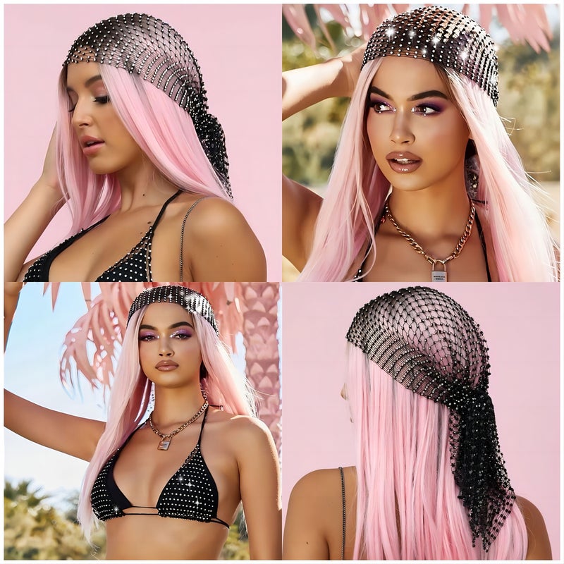Fashion Fishnet Hat with Rhinestones - Image 1