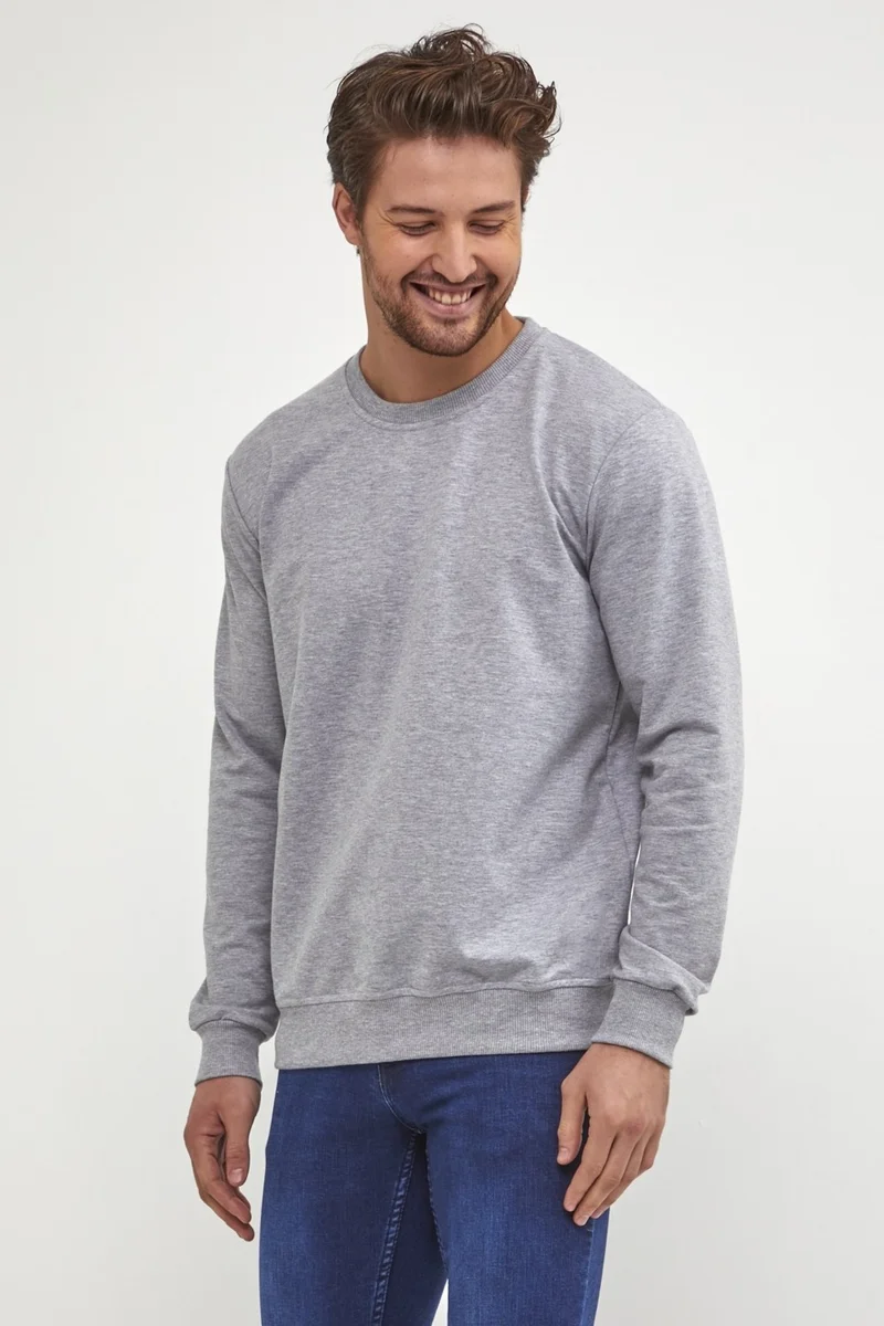 MRS Clothing Plaın Men's Grimelange Basic Crew Neck Thin Sweatshirt