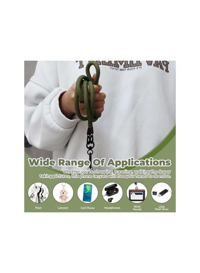 Green Tiger Generic Cell Phone Lanyard, Adjustable Detachable Crossbody Nylon Lanyard with Hook Wrist Strap, Green - Image 4