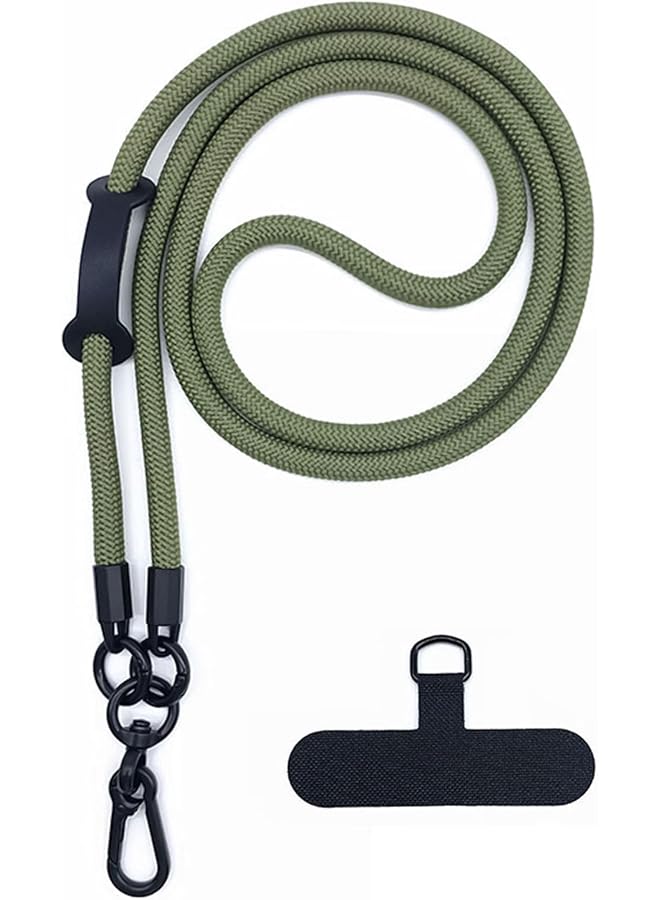 Green Tiger Generic Cell Phone Lanyard, Adjustable Detachable Crossbody Nylon Lanyard with Hook Wrist Strap, Green - Image 1