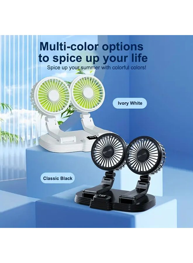 Dual Head USB Car Cooling Fan Adjustable Front Rear Left Right Classic Black - Image 3