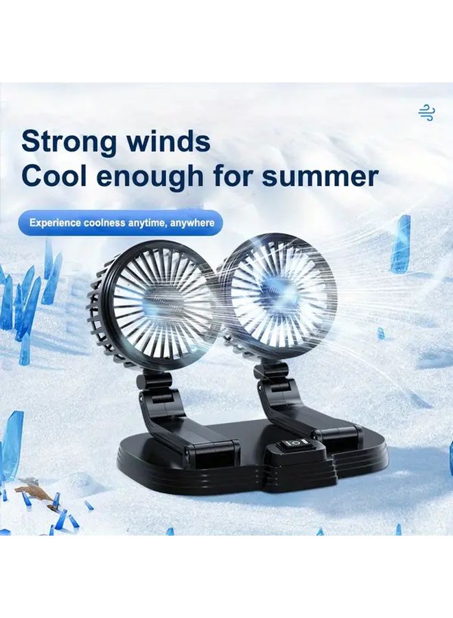Dual Head USB Car Cooling Fan Adjustable Front Rear Left Right Classic Black - Image 4