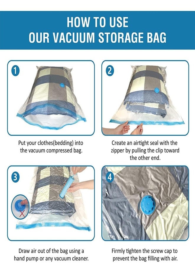 JEBISON Vacuum Storage Bags for Clothes with Hand Pump – 5-Pack Space Saver Bags for Travel & Home – Self-Compression Organizer for Blankets, Comforters, Jackets & Sweaters - Image 5