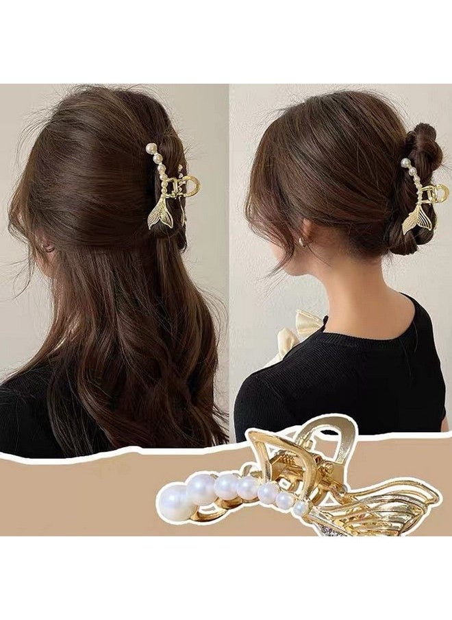 Agirlvct - Pearl Hair Clips Metal Hair Claw Clip Nonslip Hair Catch Jaw Clamp Hiar Accessaries Birthday Gift For Thin Long Hair Women Girls Girlfriend (Fish Tail) - Image 1