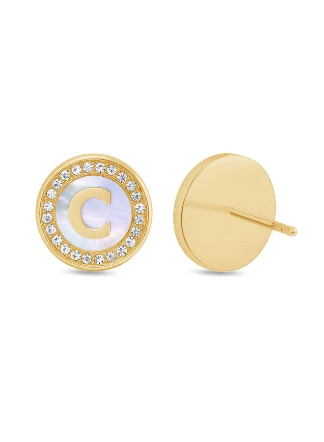 CERRUTI 1881 Raffaella Raffaella White Mother-of-pearl Gold Plated Stainless Steel Earrings for Women 15mm for Women | Best Price UAE
