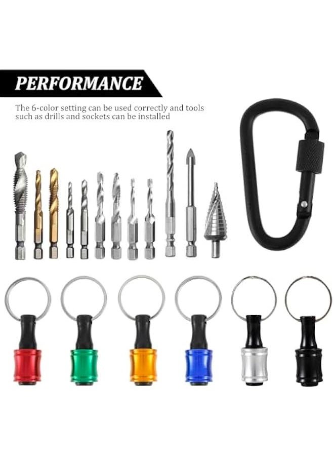 Generic - 12 Pcs 1/4 inch Hex Shank Screwdriver Bits Holder with 105° Right Angle Drill Attachment, Bit Holder Keychain for Impact Driver, Quick-Change Extension Bar Keychain Drill Screw Adapter - Image 1