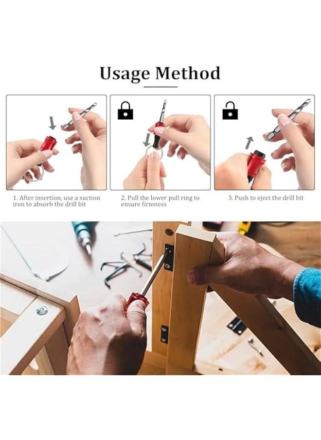 Generic - 12 Pcs 1/4 inch Hex Shank Screwdriver Bits Holder with 105° Right Angle Drill Attachment, Bit Holder Keychain for Impact Driver, Quick-Change Extension Bar Keychain Drill Screw Adapter - Image 1