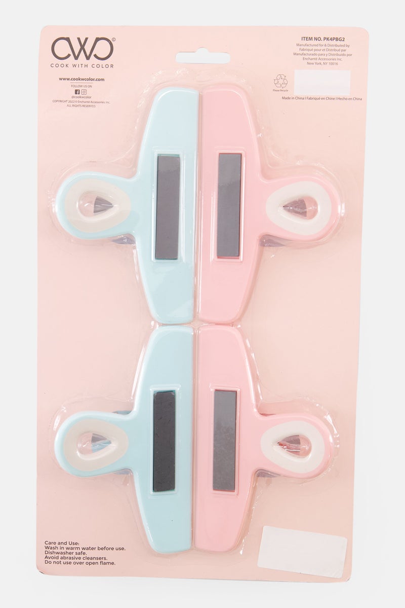 4 Pc Jumbo Bag Clips, Pink